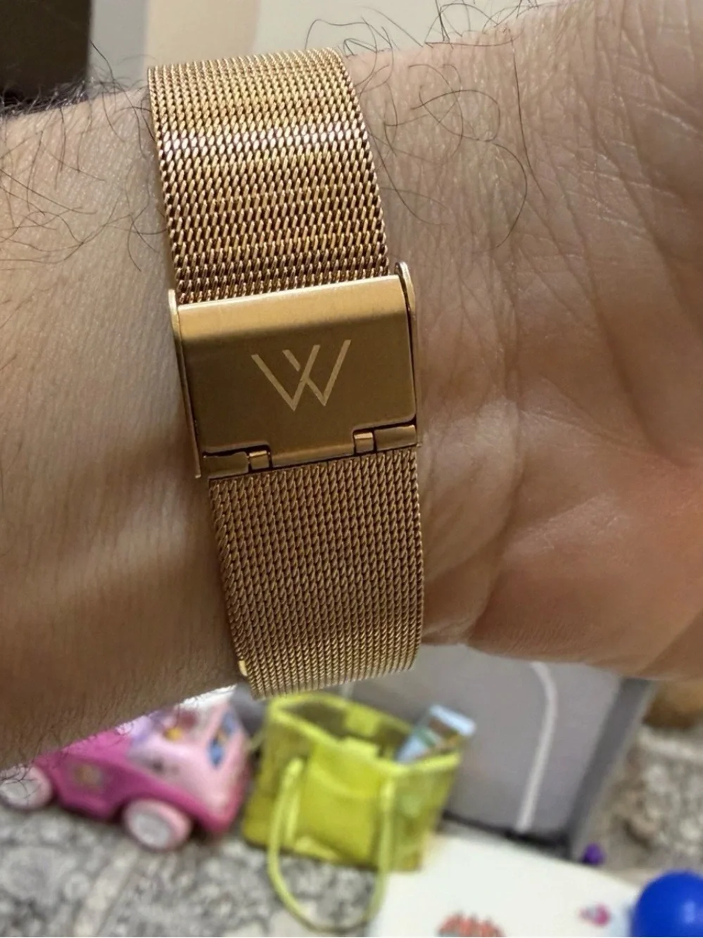 Wristology Stella Unisex Rose Gold Mesh Watch 38mm White Dial Boyfriend Style QC